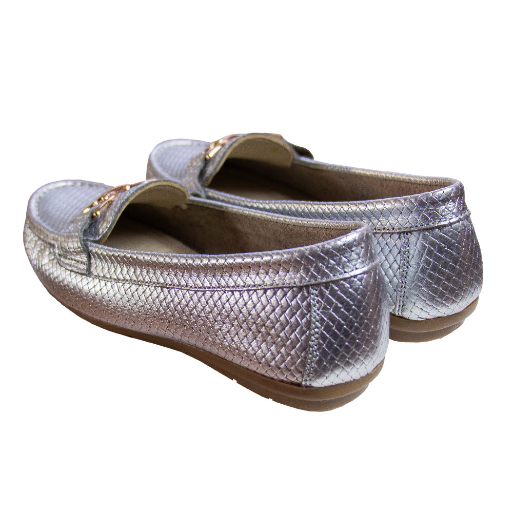 MOCASIN CHATO DOLCE PITÓN PLATA