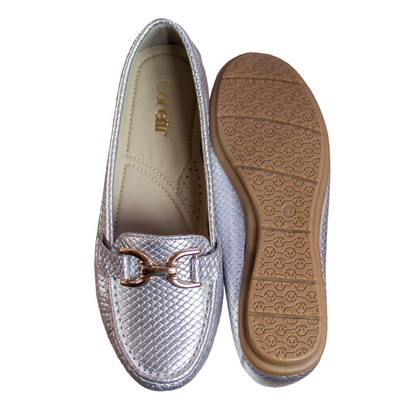 MOCASIN CHATO DOLCE PITÓN PLATA