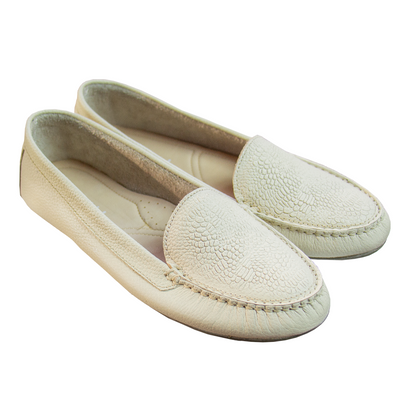 MOCASIN CHATO GINNA VAINILLA - CAUCHO GRIS