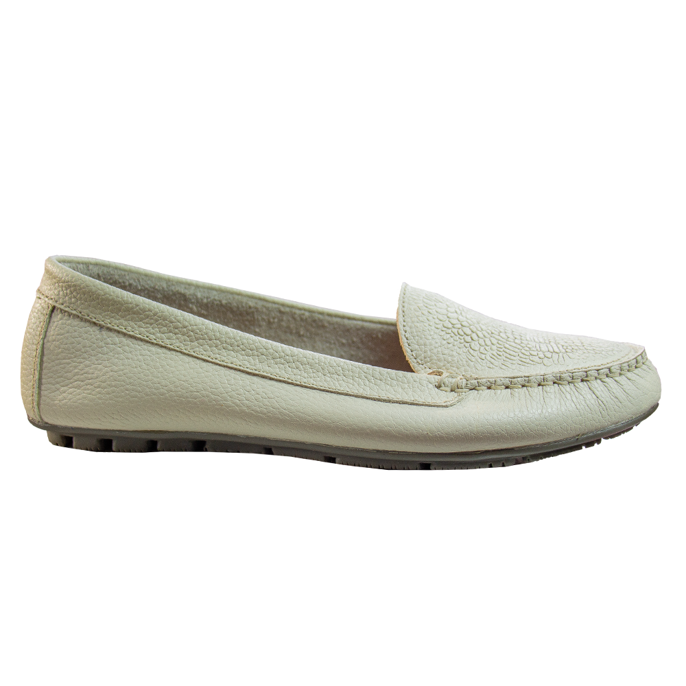 MOCASIN CHATO GINNA VAINILLA - CAUCHO GRIS