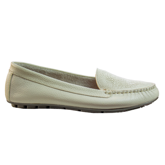 MOCASIN CHATO GINNA VAINILLA - CAUCHO GRIS