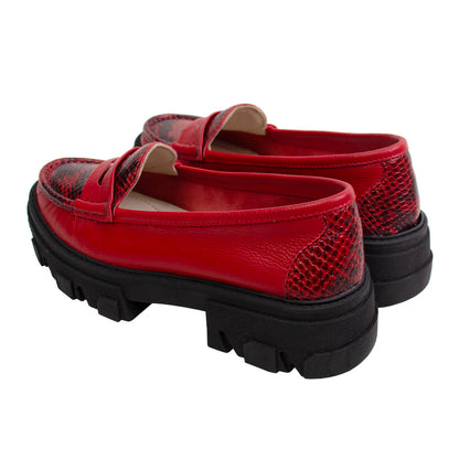 MOCASIN CHUNKY PLATAFORMA  ITALIA  ROJO VIVO