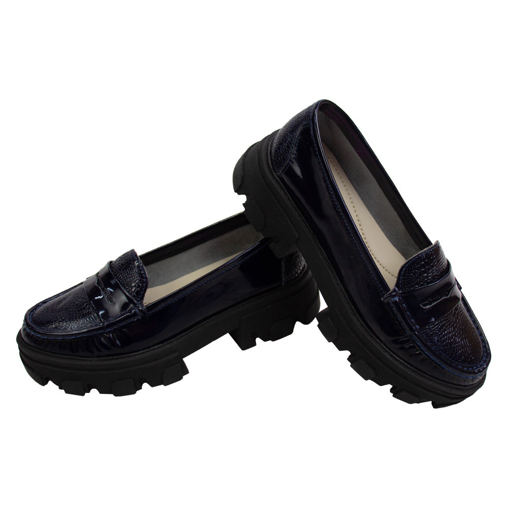 MOCASIN CHUNKY PLATAFORMA  ITALIA  CHAROL  AZUL