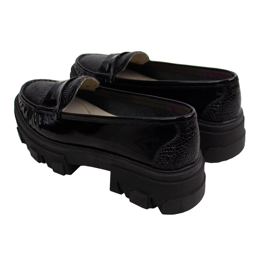 MOCASIN CHUNKY PLATAFORMA  ITALIA  CHAROL NEGRO