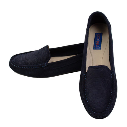 MOCASIN ESTER II   GAMUZA  AZUL-CAUCHO PLOMO