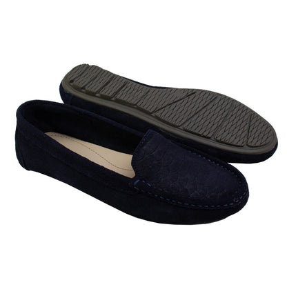 MOCASIN ESTER II   GAMUZA  AZUL-CAUCHO PLOMO