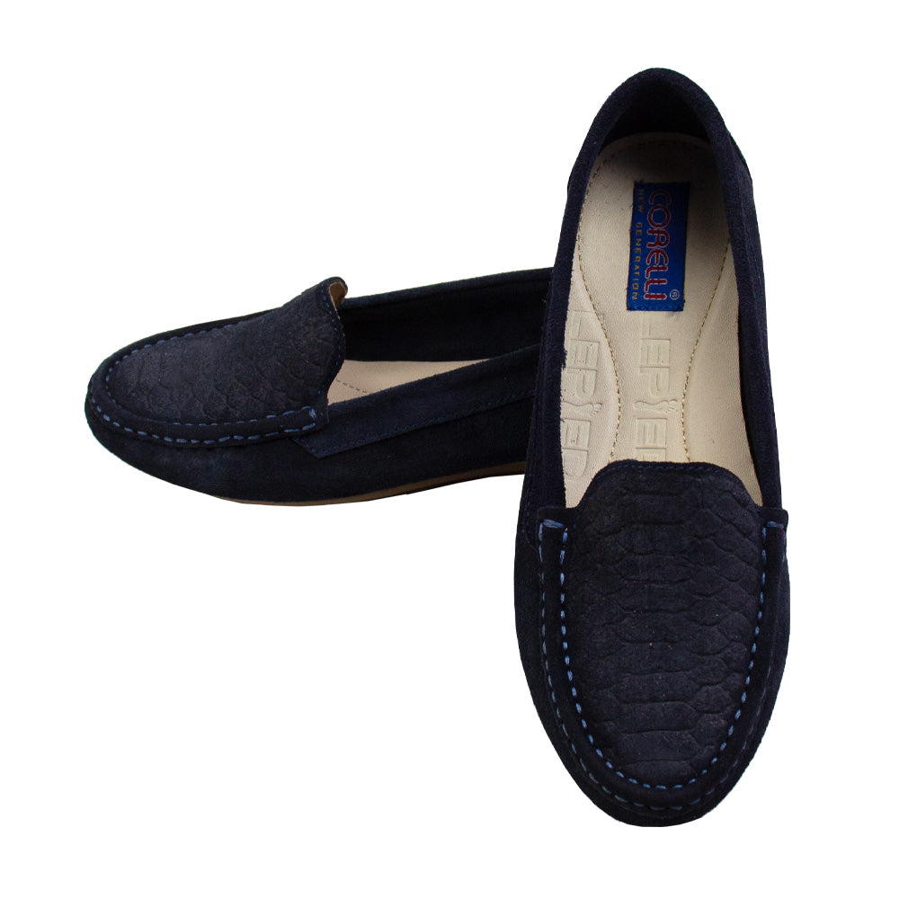 MOCASIN ESTER II   GAMUZA  AZUL-DJ TOFE