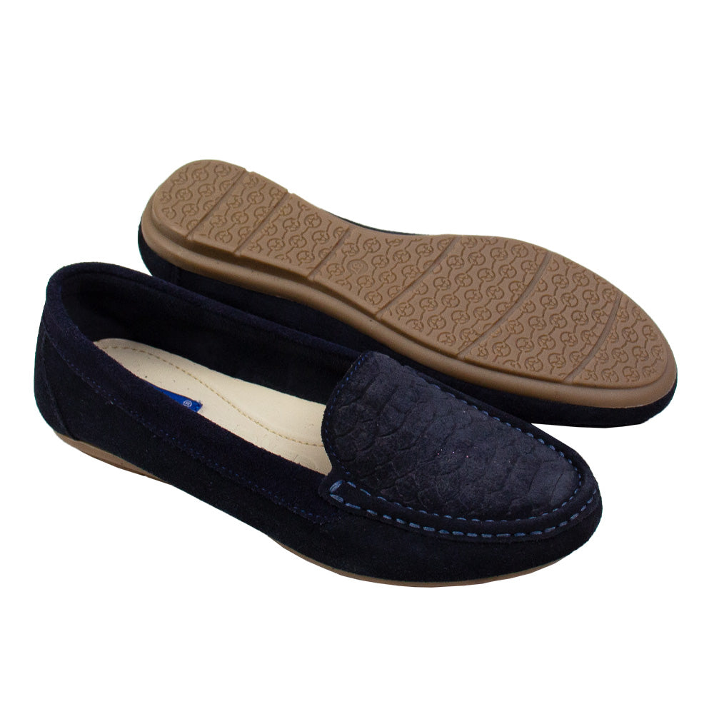 MOCASIN ESTER II   GAMUZA  AZUL-DJ TOFE