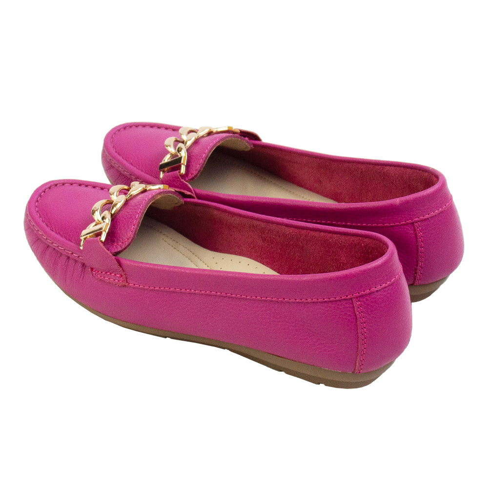 MOCASIN CHATO  CADENA FUCSIA