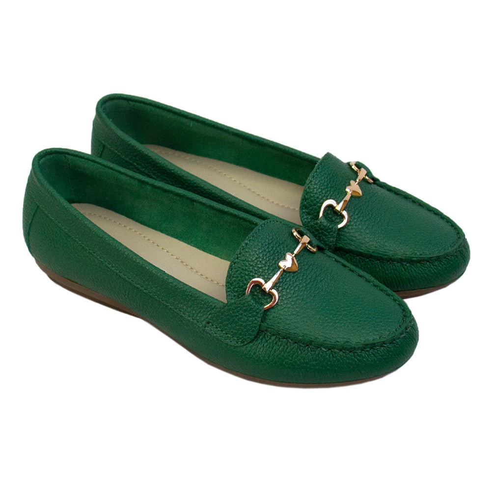 MOCASIN CHATO LOVE  VERDE HOJA