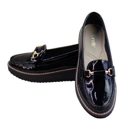 MOCASIN PLATAFORMA  DANIELA  CHAROL NEGRO