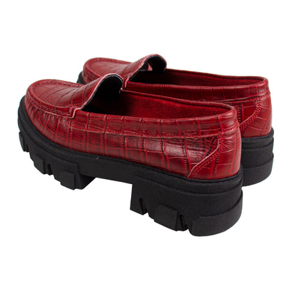 MOCASIN CHUNKY PLATAFORMA  MADONNA  CROCO ROJO