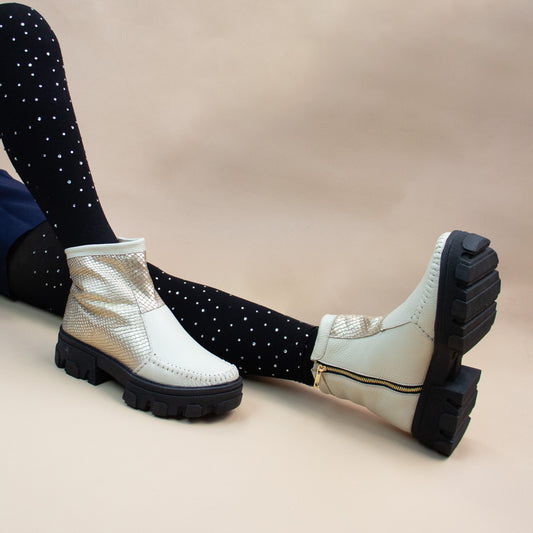 BOTIN  HELENA  VAINILLA-PITON PLATINO