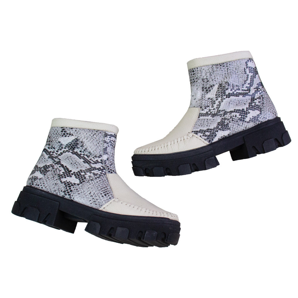 BOTIN  HELENA  VAINILLA-PITON  PLATA