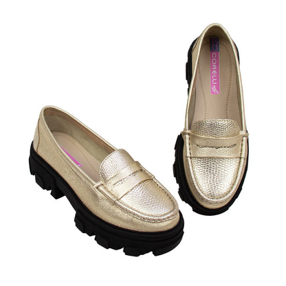 MOCASIN CHUNKY PLATAFORMA  ITALIA  FOLIA   PLATINO