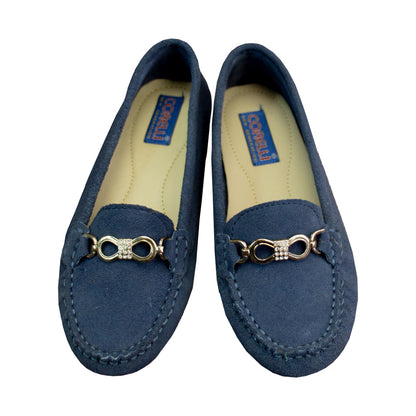 MOCASIN CHATO  CORBATA GAMUZA  ACERO