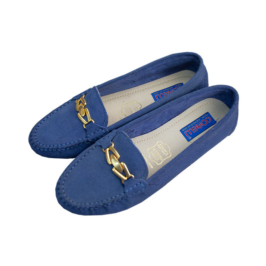 MOCASIN CHATO  CADENA I  GAMUZA  ACERO