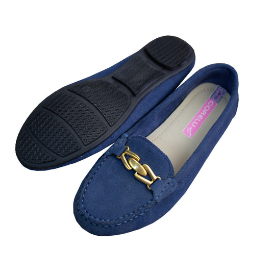 MOCASIN CHATO  CADENA II  GAMUZA  ACERO