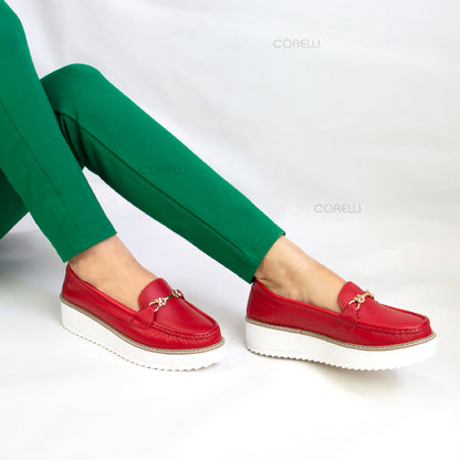 MOCASIN PLATAFORMA VICKY ROJO VIVO