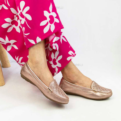 MOCASIN CHATO PAULA II  FOLIA  ORO ROSA