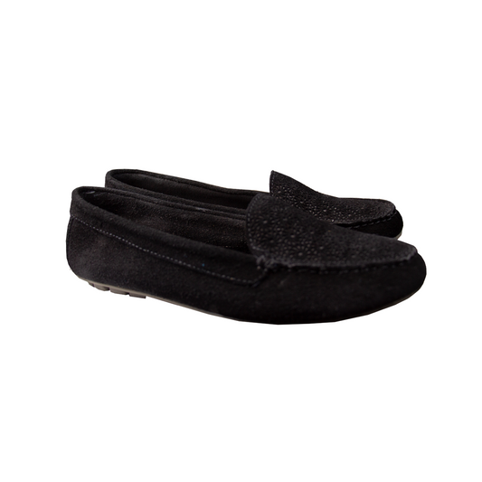 MOCASIN CHATO PAULA GAMUZA NEGRO-CAUCHO GRIS