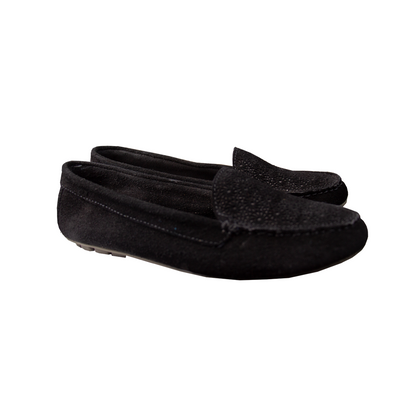 MOCASIN CHATO PAULA GAMUZA NEGRO-CAUCHO GRIS