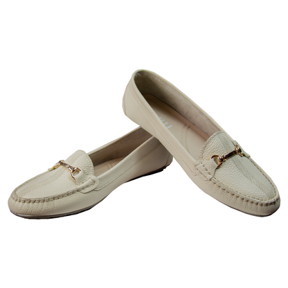 MOCASIN CHATO SARA-2  VAINILLA - CAUCHO GRIS