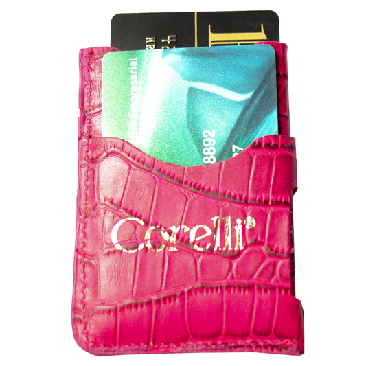 TARJETERO  -CROCO FUCSIA