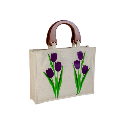 BOLSO TOCUYO TULIPANES CON ASA DE MADERA