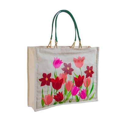 BOLSO TOCUYO TULIPANES CON ASA DE CUERO