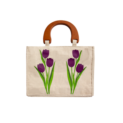 BOLSO TOCUYO TULIPANES CON ASA DE MADERA