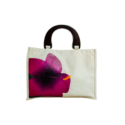 BOLSO TOCUYO ORQUÍDEA CON ASA DE MADERA