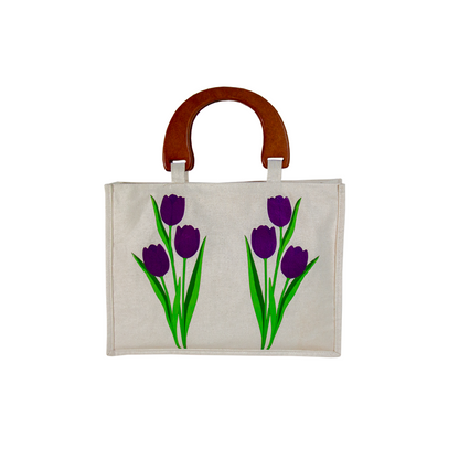 BOLSO TOCUYO TULIPANES CON ASA DE MADERA