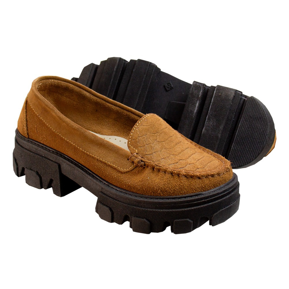 ESTER II TAN SUEDE - BLACK CHUNKY
