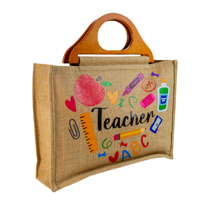 BOLSO YUTE TEACHER CON ASA DE MADERA