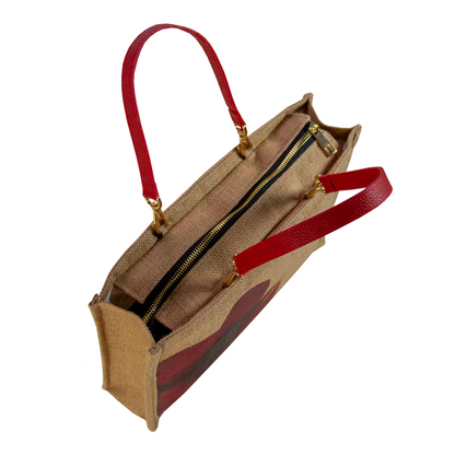BOLSO YUTE ORQUÍDEA CON ASA DE CUERO