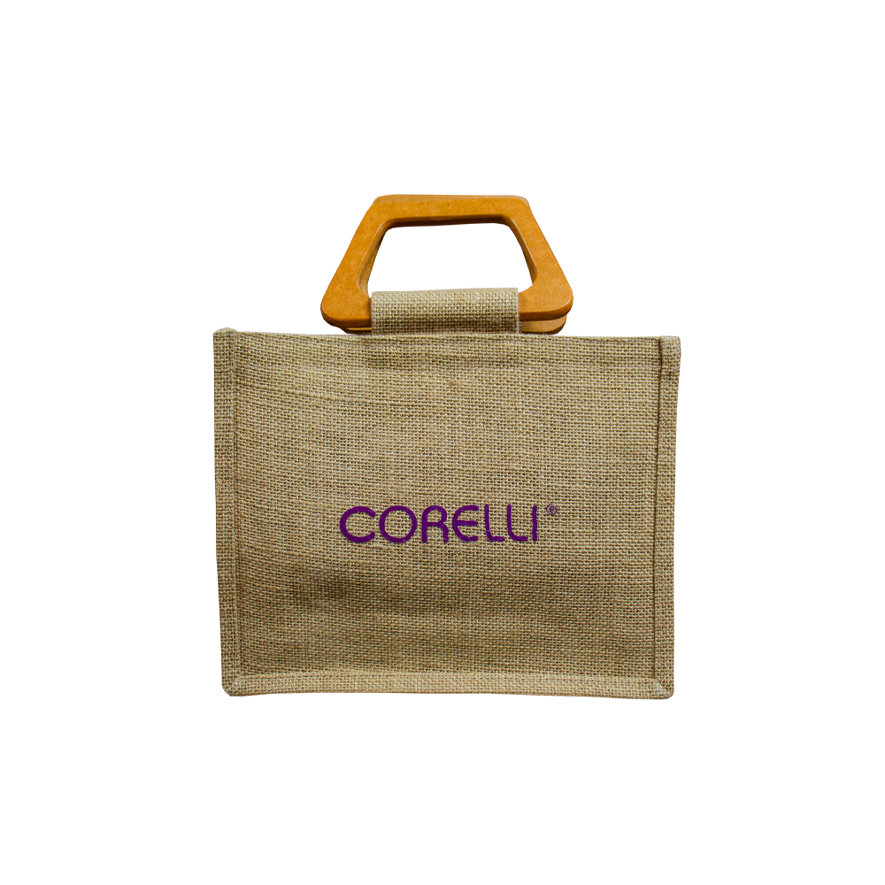 BOLSO YUTE TULIPANES CON ASA DE MADERA