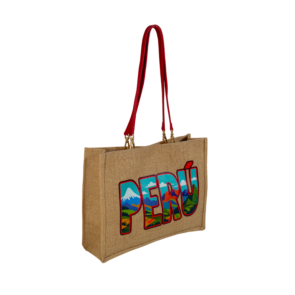 BOLSO YUTE PERÚ CON ASA DE CUERO