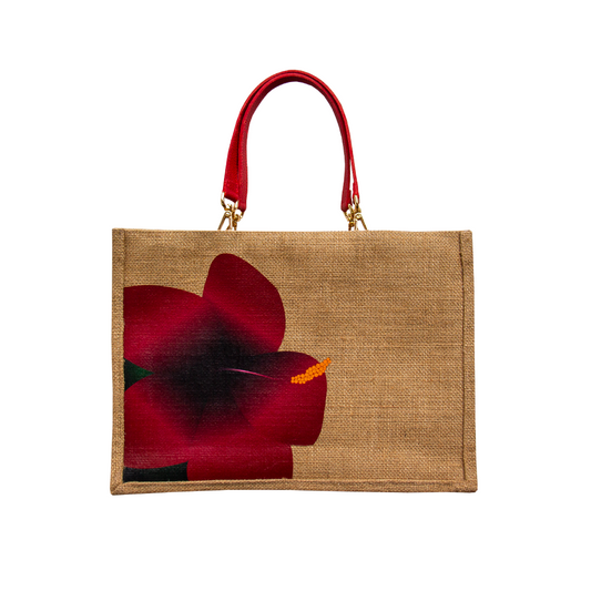BOLSO YUTE ORQUÍDEA CON ASA DE CUERO