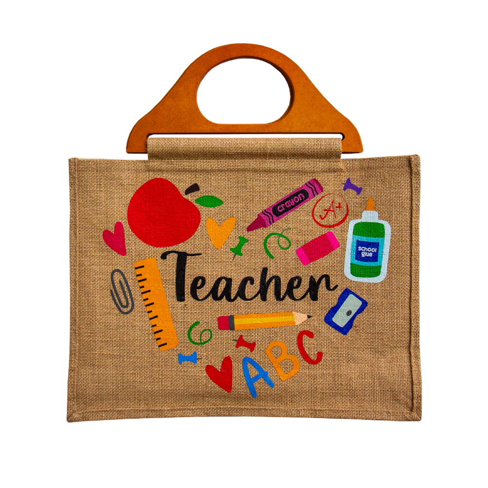 BOLSO YUTE TEACHER CON ASA DE MADERA