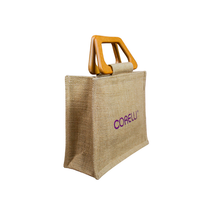 BOLSO YUTE TULIPANES CON ASA DE MADERA