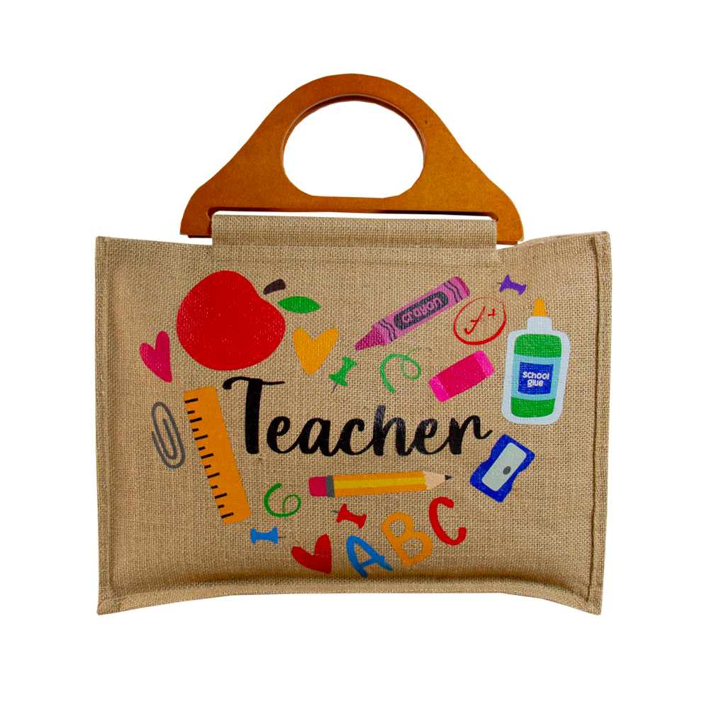 BOLSO YUTE TEACHER CON ASA DE MADERA