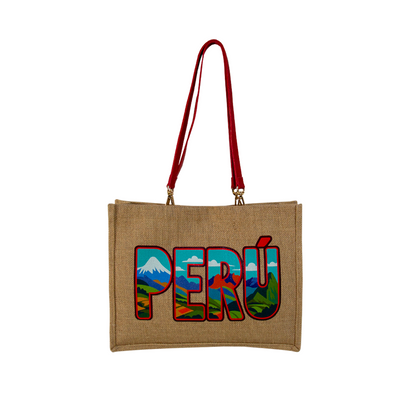 BOLSO YUTE PERÚ CON ASA DE CUERO