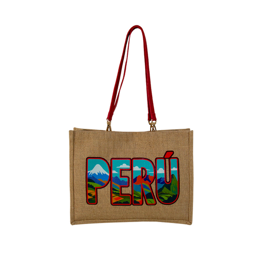 BOLSO YUTE PERÚ CON ASA DE CUERO
