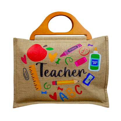 BOLSO YUTE TEACHER CON ASA DE MADERA