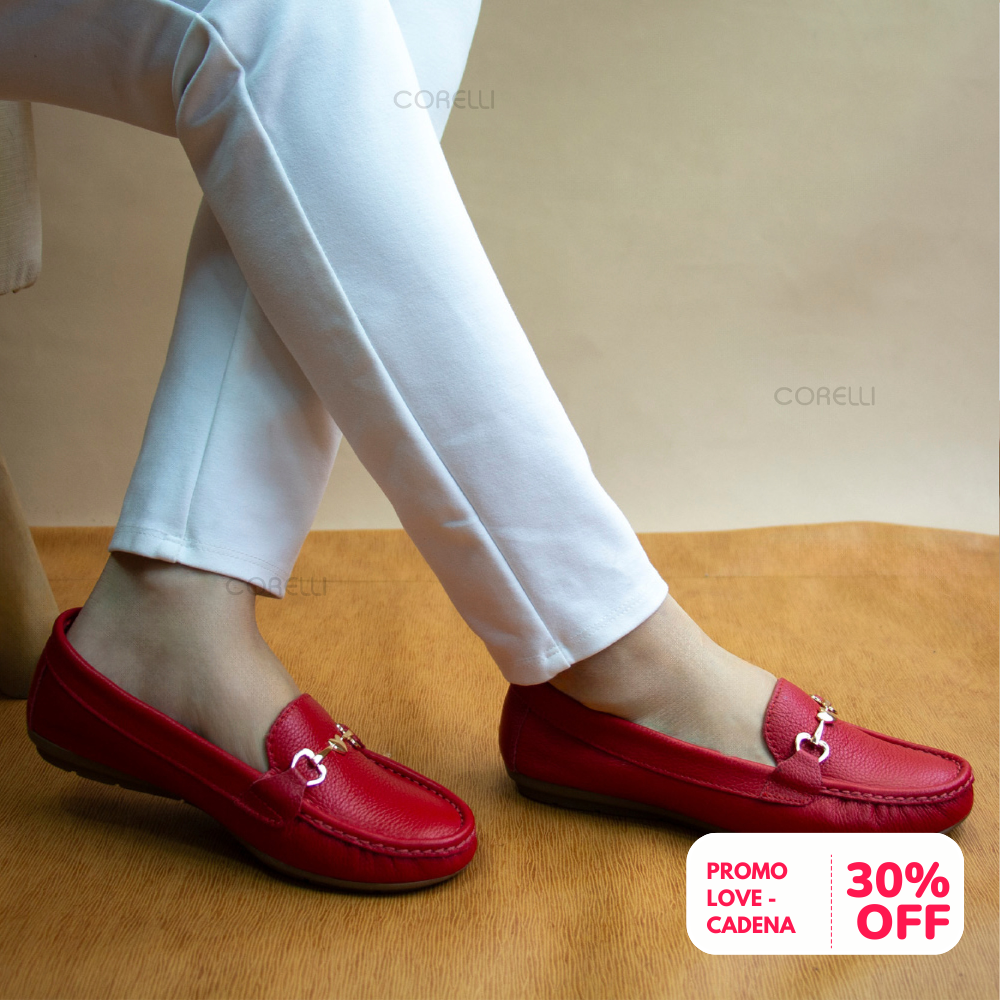 MOCASIN CHATO LOVE  ROJO VIVO