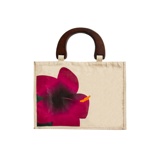 BOLSO TOCUYO ORQUÍDEA CON ASA DE MADERA