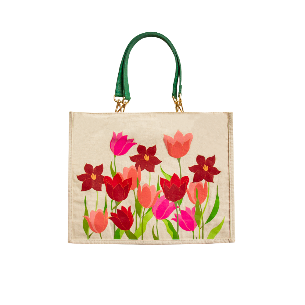 BOLSO TOCUYO TULIPANES CON ASA DE CUERO