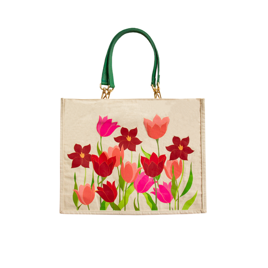 BOLSO TOCUYO TULIPANES CON ASA DE CUERO
