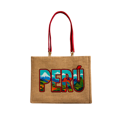 BOLSO YUTE PERÚ CON ASA DE CUERO